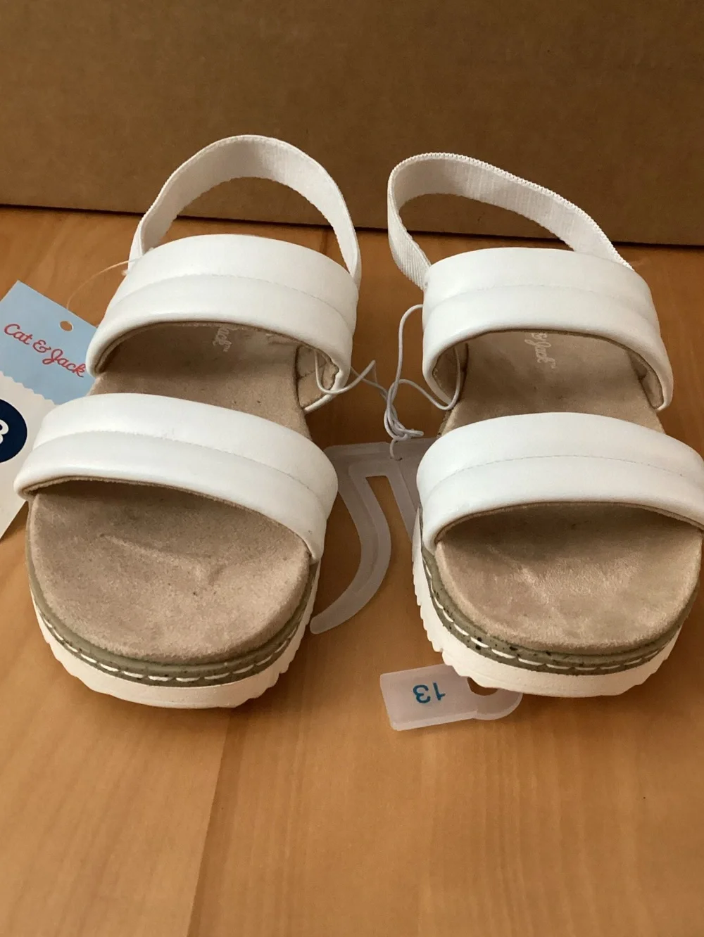 Cat & Jack White Double-Strap Girls' 13 Slingback Sandals